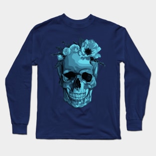 Skull With Flower Crown Long Sleeve T-Shirt